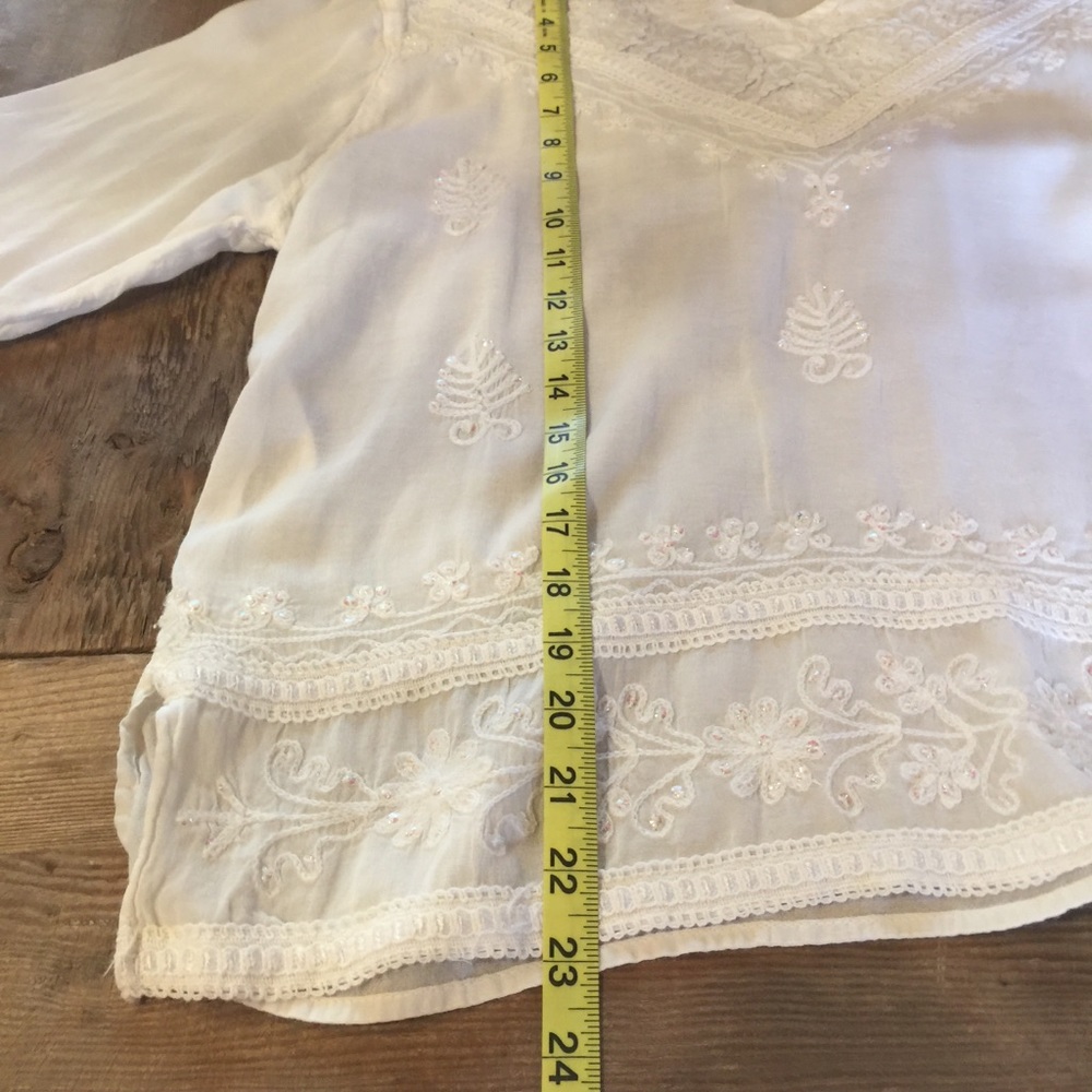 White embellished dainty Summer V Neck Sequined Sparkly classy - Picture 7 of 7